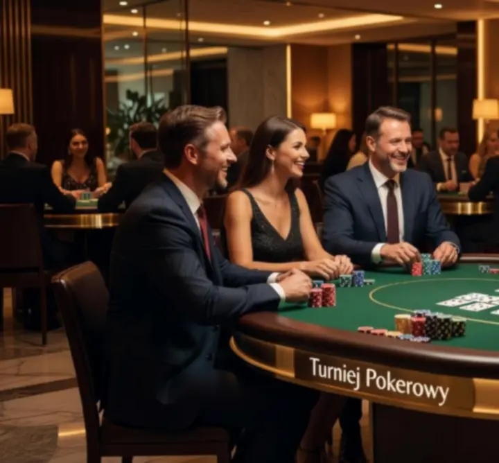 Stół pokerowy przygotowany na mobilne wydarzenie rozrywkowe