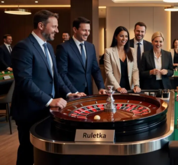 Mobilne stanowisko ruletki i blackjacka z animatorami